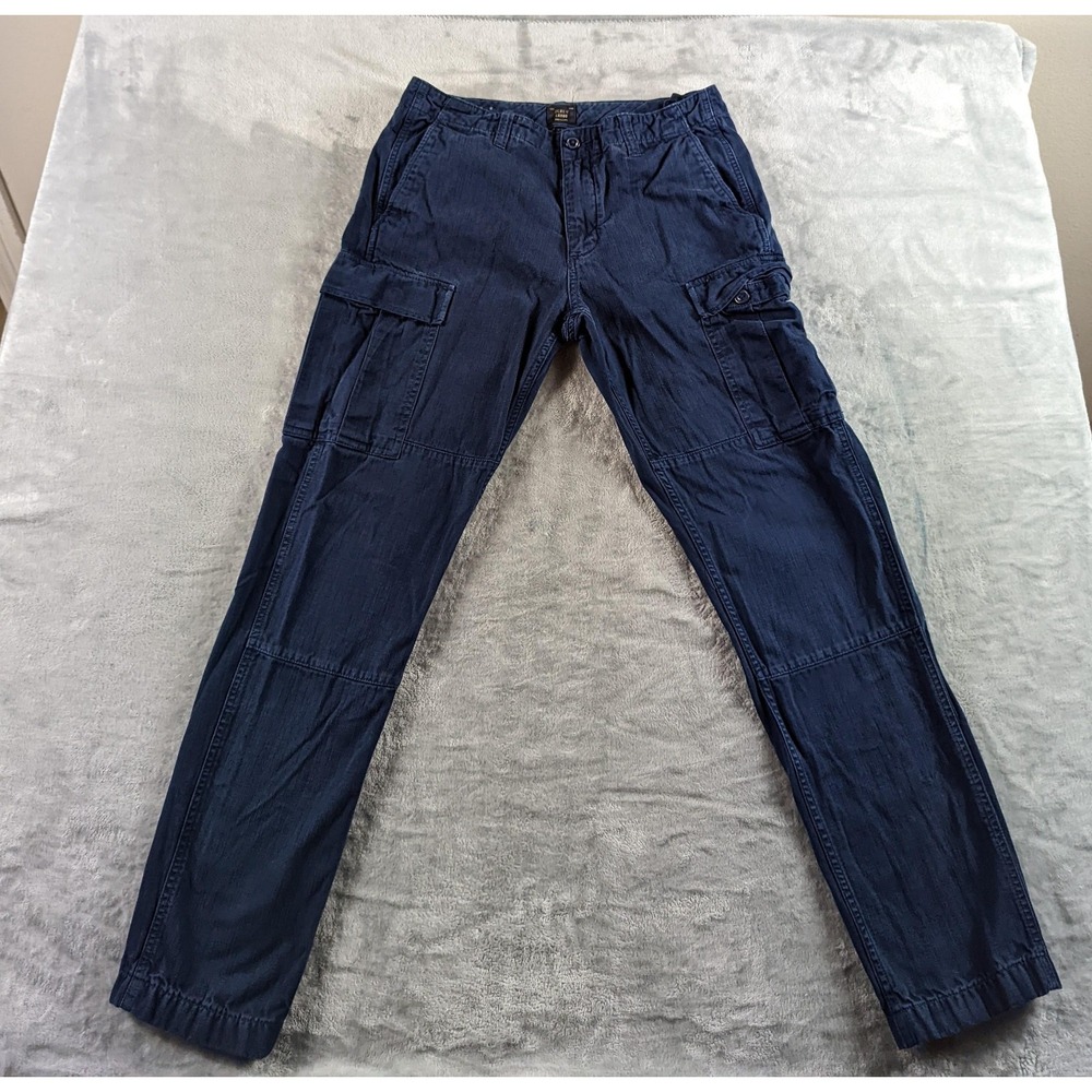 J Crew Cargo Pants Men 33x32 Blue 770 Straight Faded Paratrooper Heavy READ